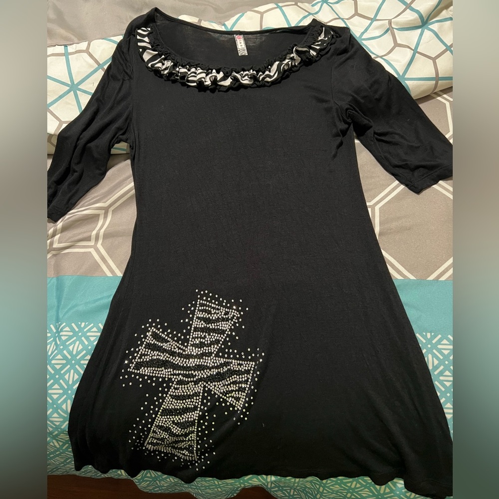 Small Black Dress all rhinestones are on cross